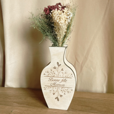 Vase en bois gravé – Édition Fête des Mères