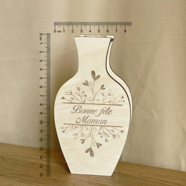 Vase en bois gravé – Édition Fête des Mères – Image 4