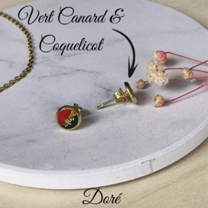 Boucles d’oreilles bicolores – Résine & feuille d’or/argent